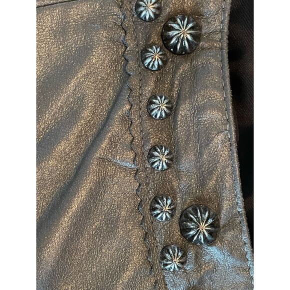 Patricia Wolf Vintage Gunmetal Metallic Leather Vest Medium - Picture 5 of 7